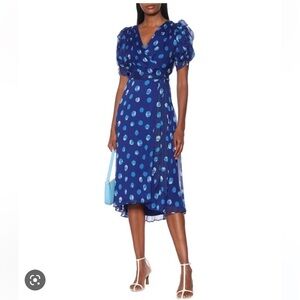 Diane Von Furstenberg Kimora Blue puff sleeve  Dress
